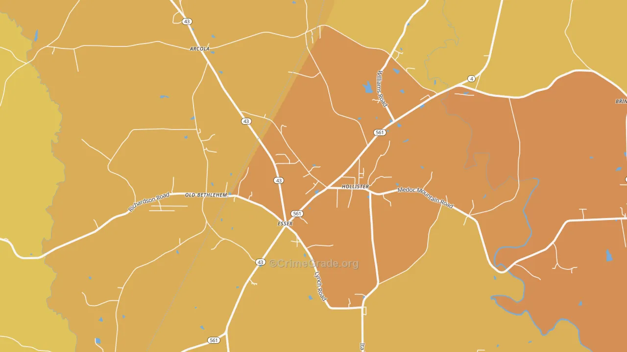 Hollister, NC Map of Vehicle Theft Rates
