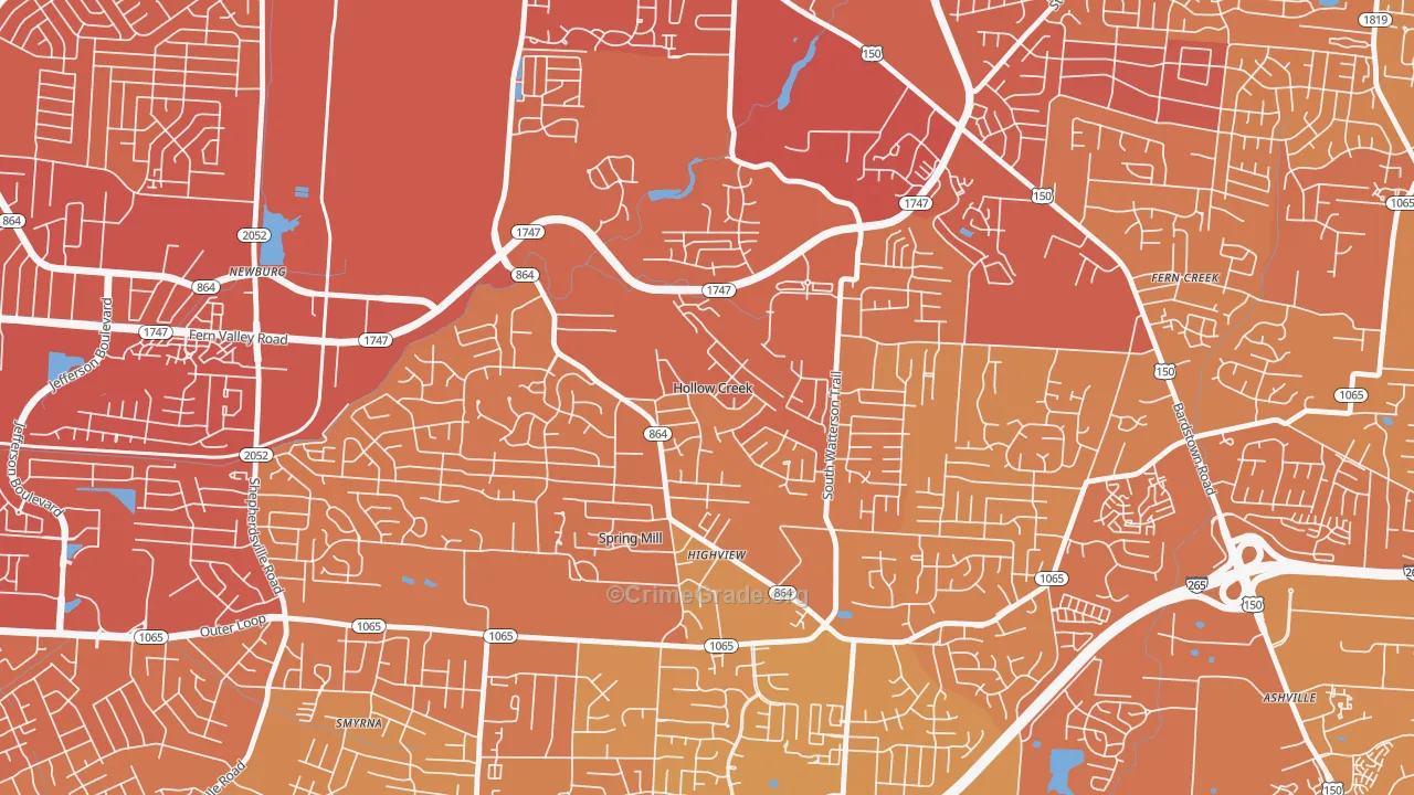 Hollow Creek, KY Map of Vehicle Theft Rates