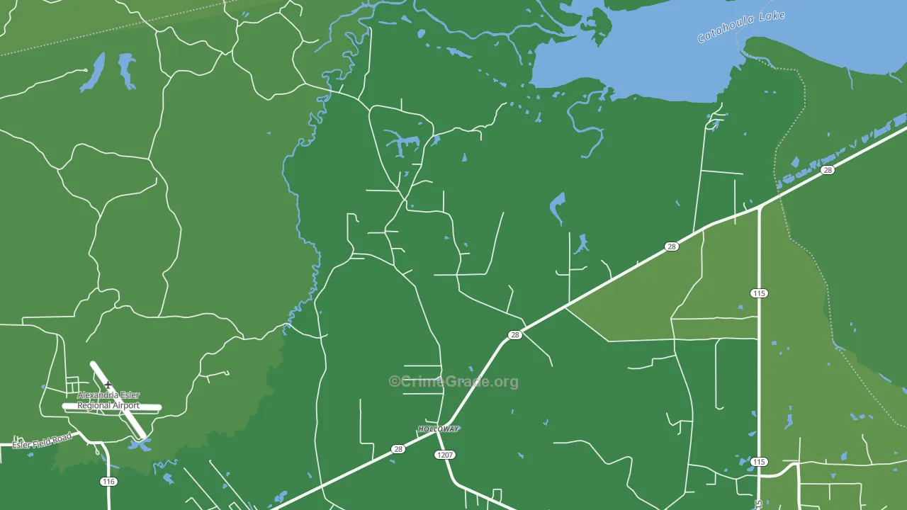 Holloway, LA Map of Vehicle Theft Rates