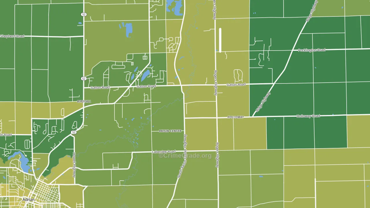 Holloway, MI Map of Vehicle Theft Rates