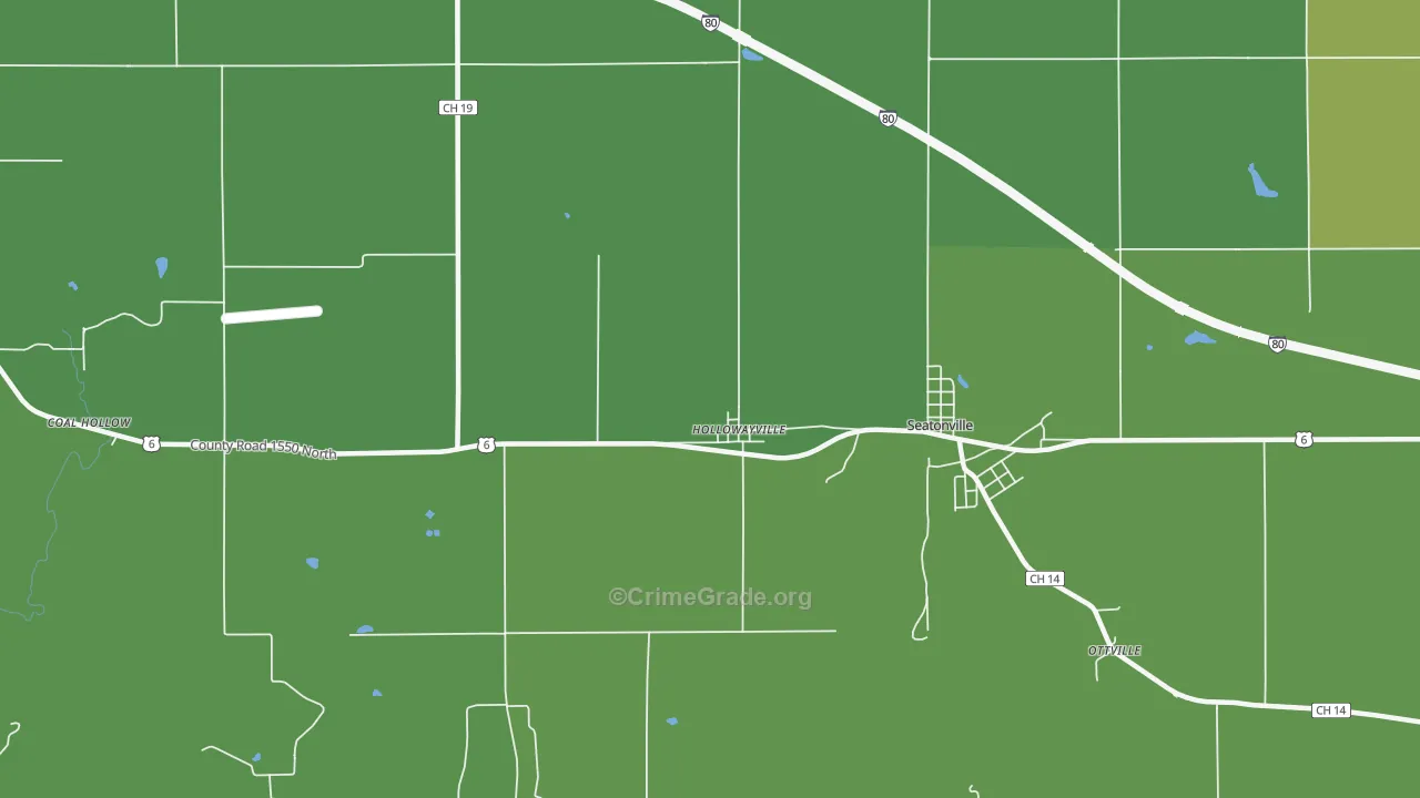 Hollowayville, IL Map of Vehicle Theft Rates