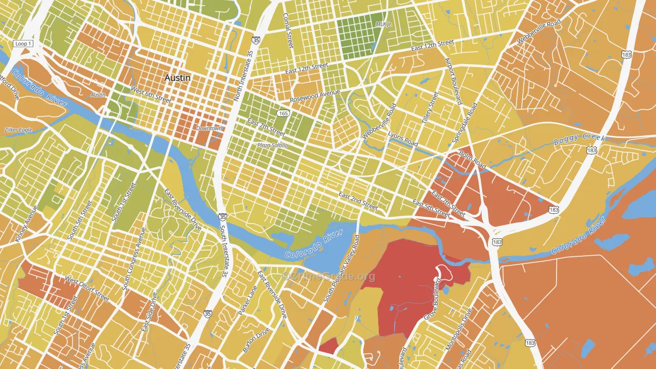 Holly, Austin, TX Map of Vehicle Theft Rates