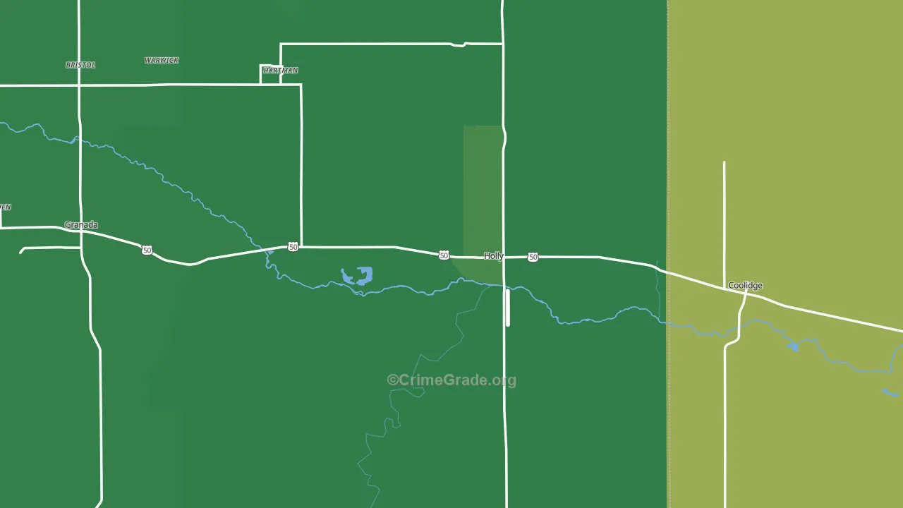 Holly, CO Map of Vehicle Theft Rates