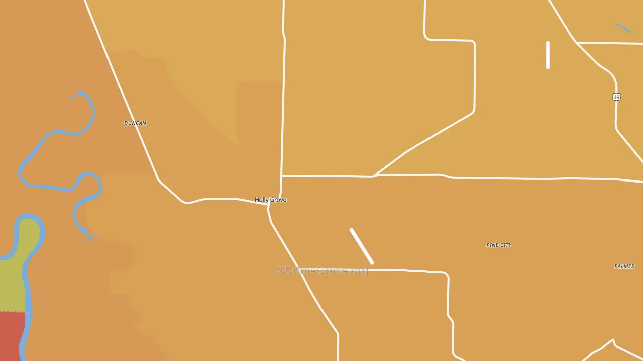 Holly Grove, AR Map of Vehicle Theft Rates