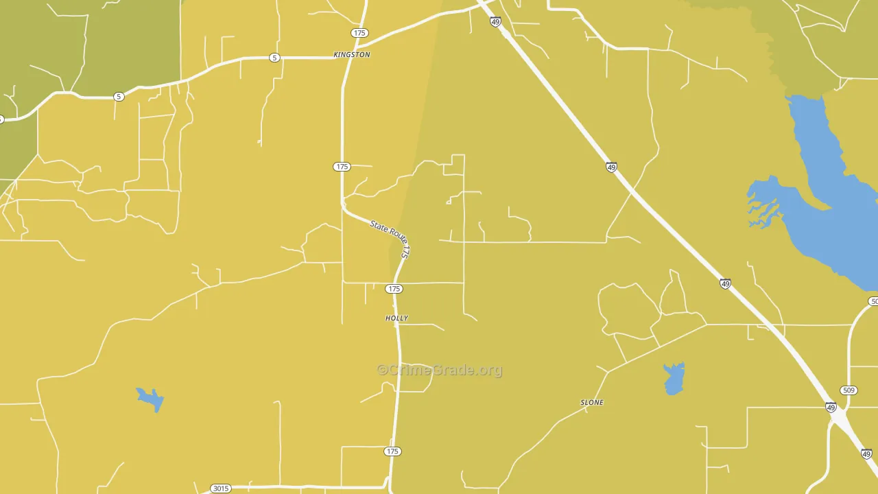 Holly, LA Map of Vehicle Theft Rates