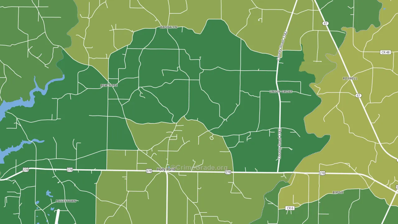 Holly Pond, AL Map of Vehicle Theft Rates