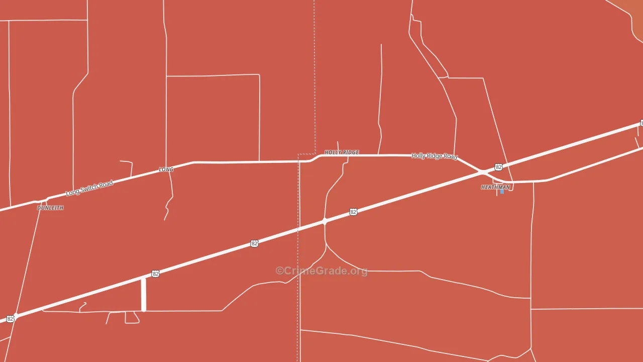 Holly Ridge, MS Map of Vehicle Theft Rates