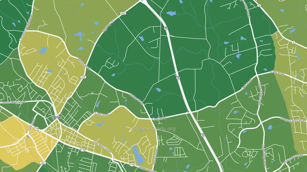 Holly Springs, SC Map of Vehicle Theft Rates