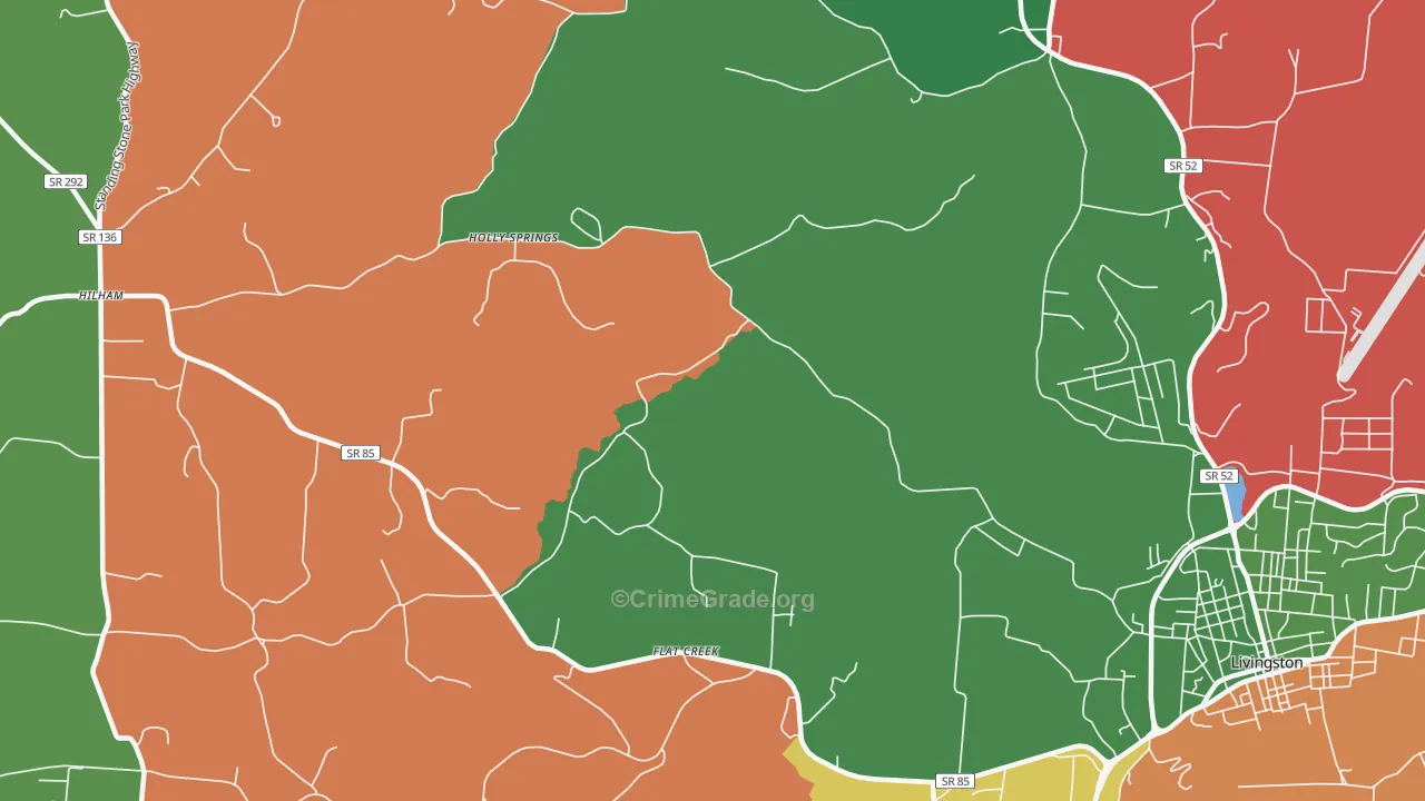 Holly Springs, TN Map of Vehicle Theft Rates