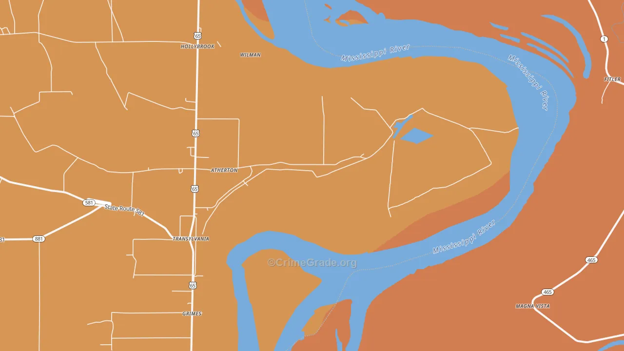 Hollybrook, LA Map of Vehicle Theft Rates