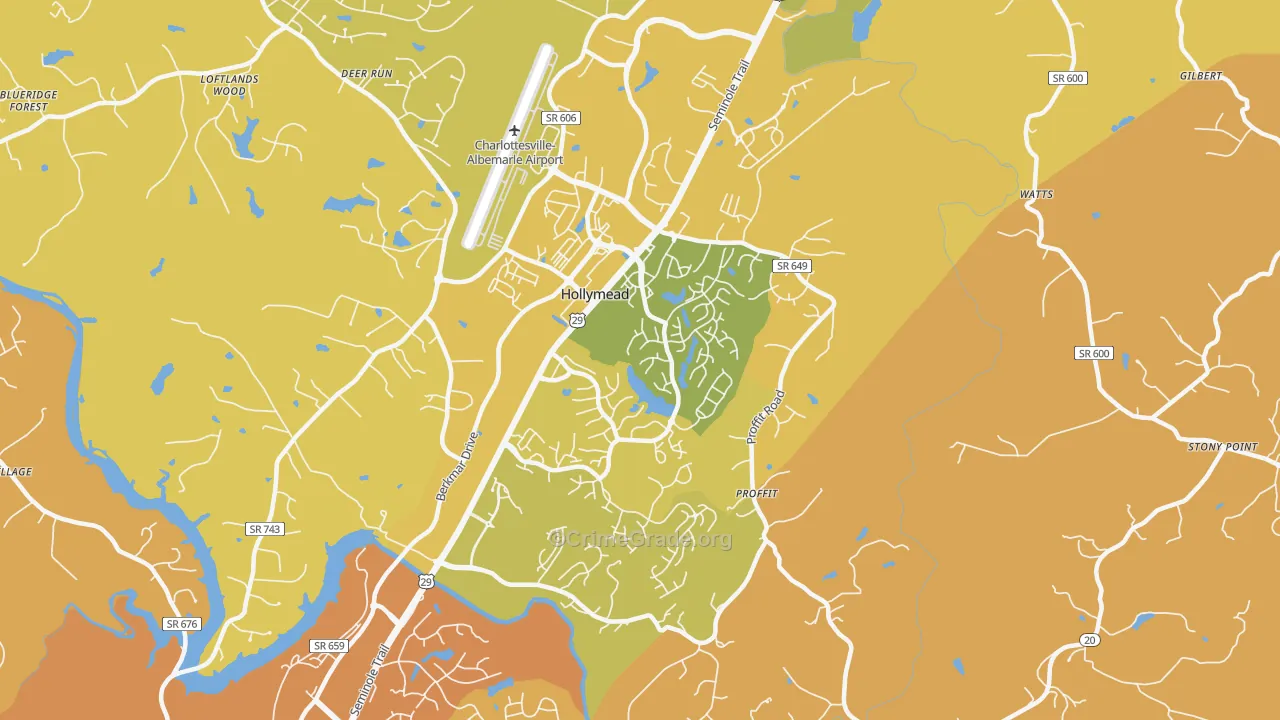 Hollymead, VA Map of Vehicle Theft Rates