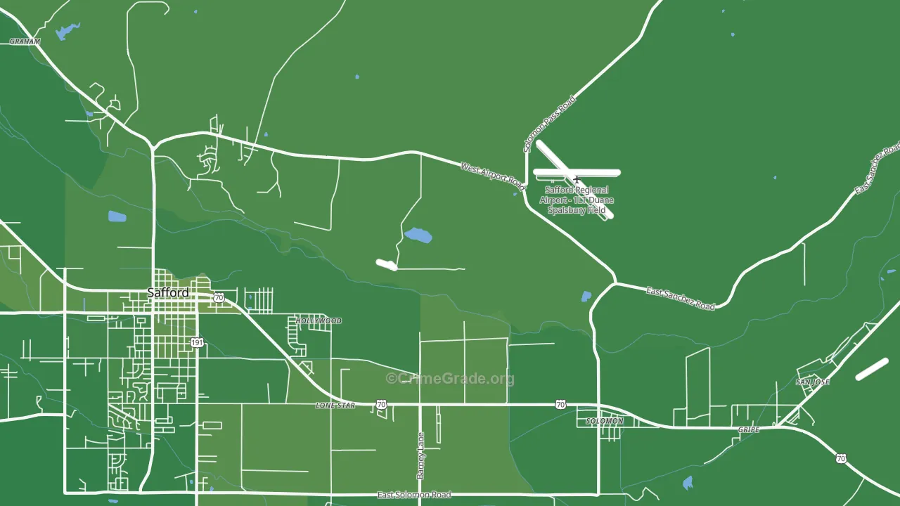 Hollywood, AZ Map of Vehicle Theft Rates