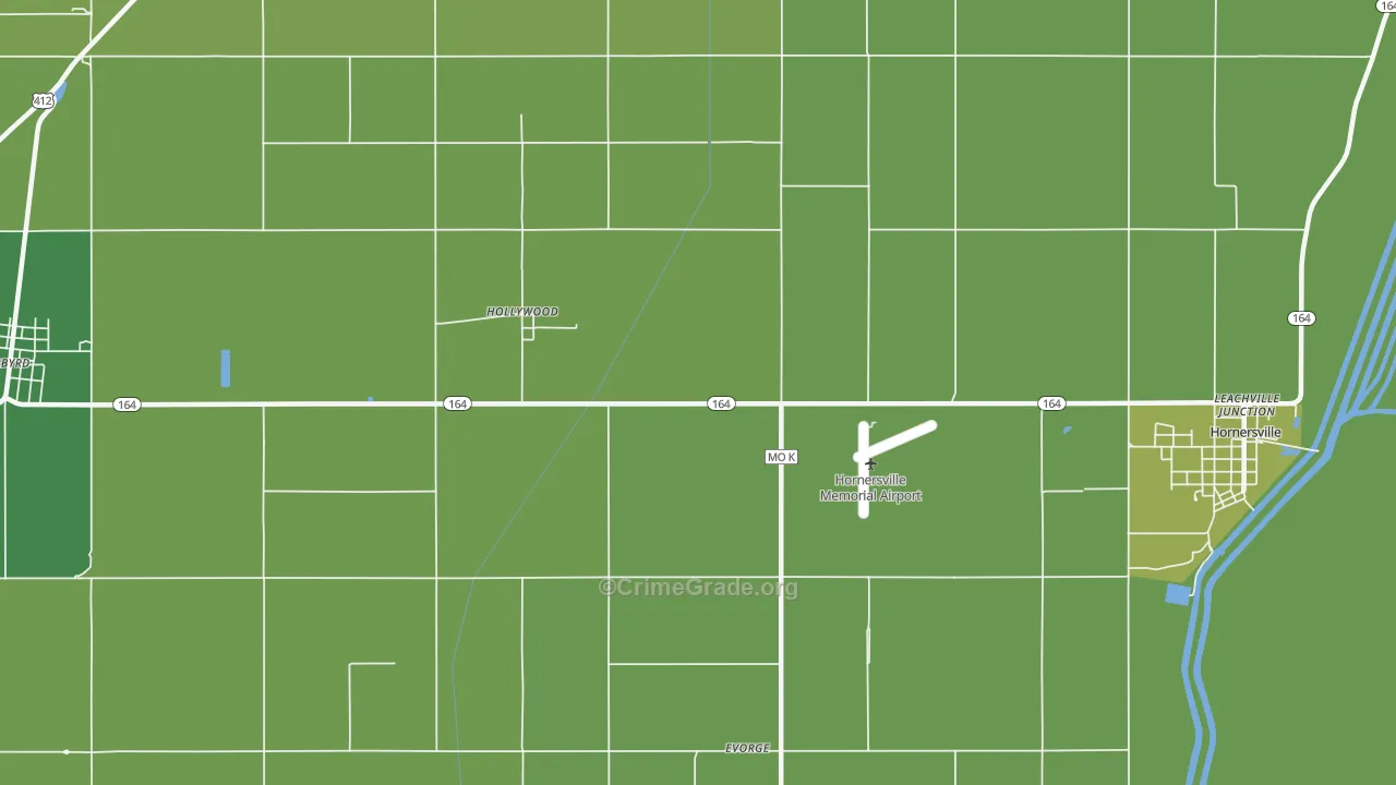 Hollywood, MO Map of Vehicle Theft Rates