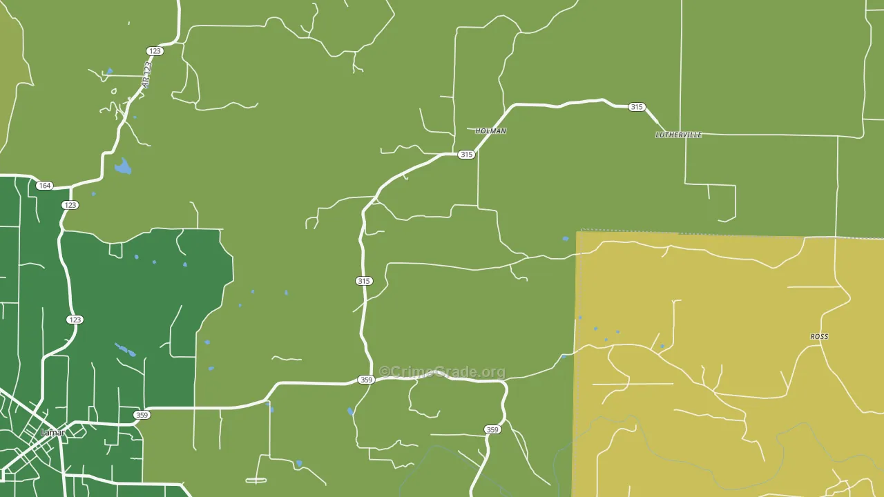 Holman, AR Map of Vehicle Theft Rates