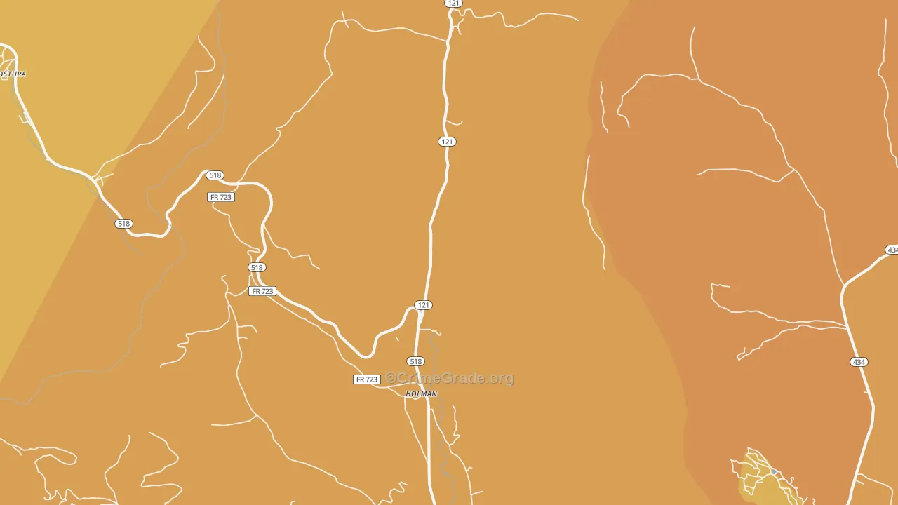 Holman, NM Map of Vehicle Theft Rates