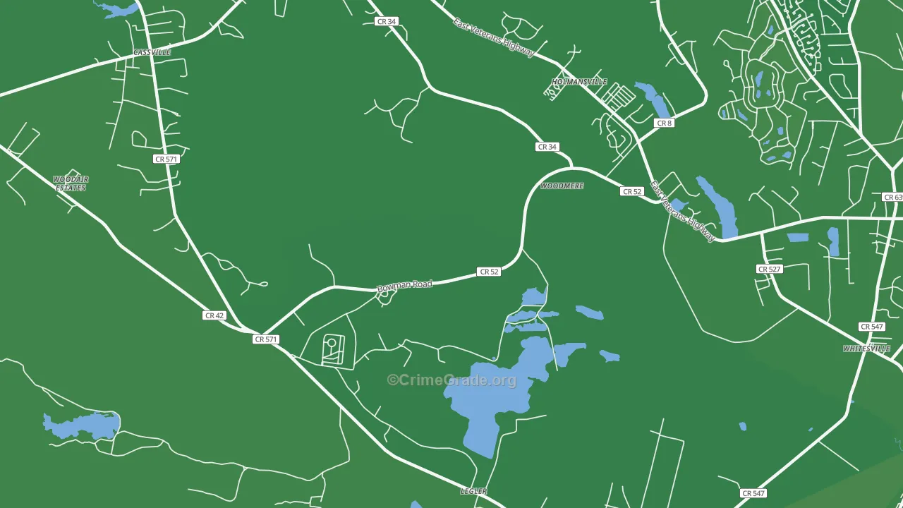 Holmansville, NJ Map of Vehicle Theft Rates