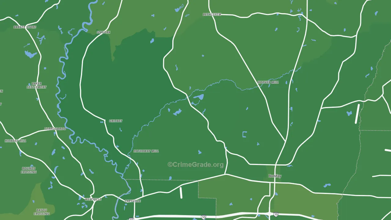 Holmes County, FL Map of Vehicle Theft Rates
