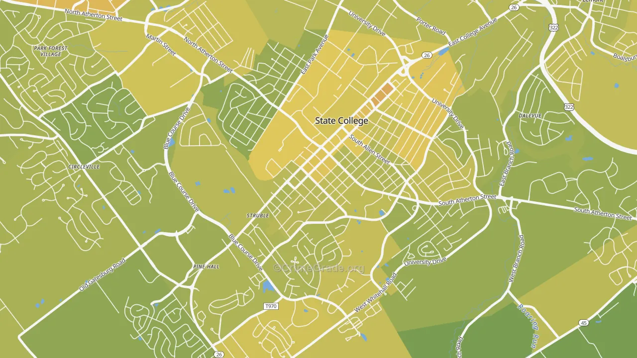 Holmes-Foster Historic District, State College, PA Map of Vehicle Theft Rates