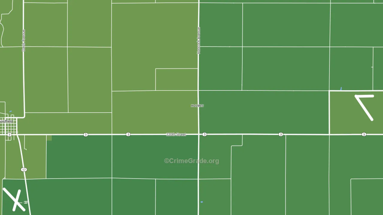 Holmes, IA Map of Vehicle Theft Rates