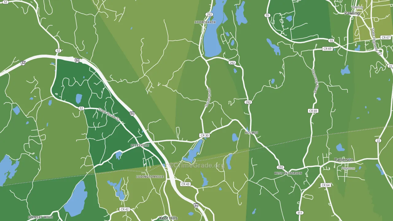 Holmes, NY Map of Vehicle Theft Rates