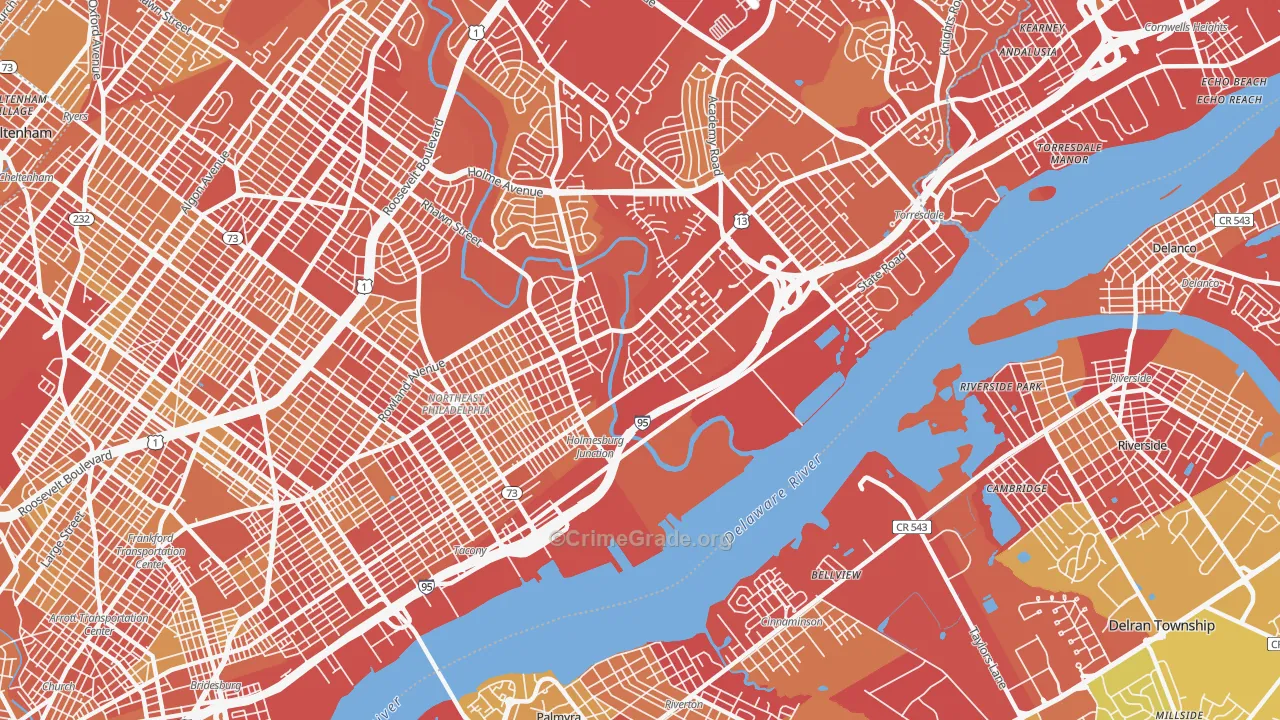 Holmesburg, Philadelphia, PA Map of Vehicle Theft Rates