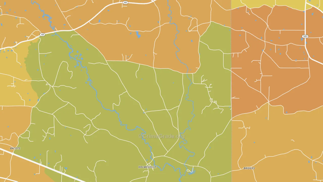 Holmesville, MS Map of Vehicle Theft Rates