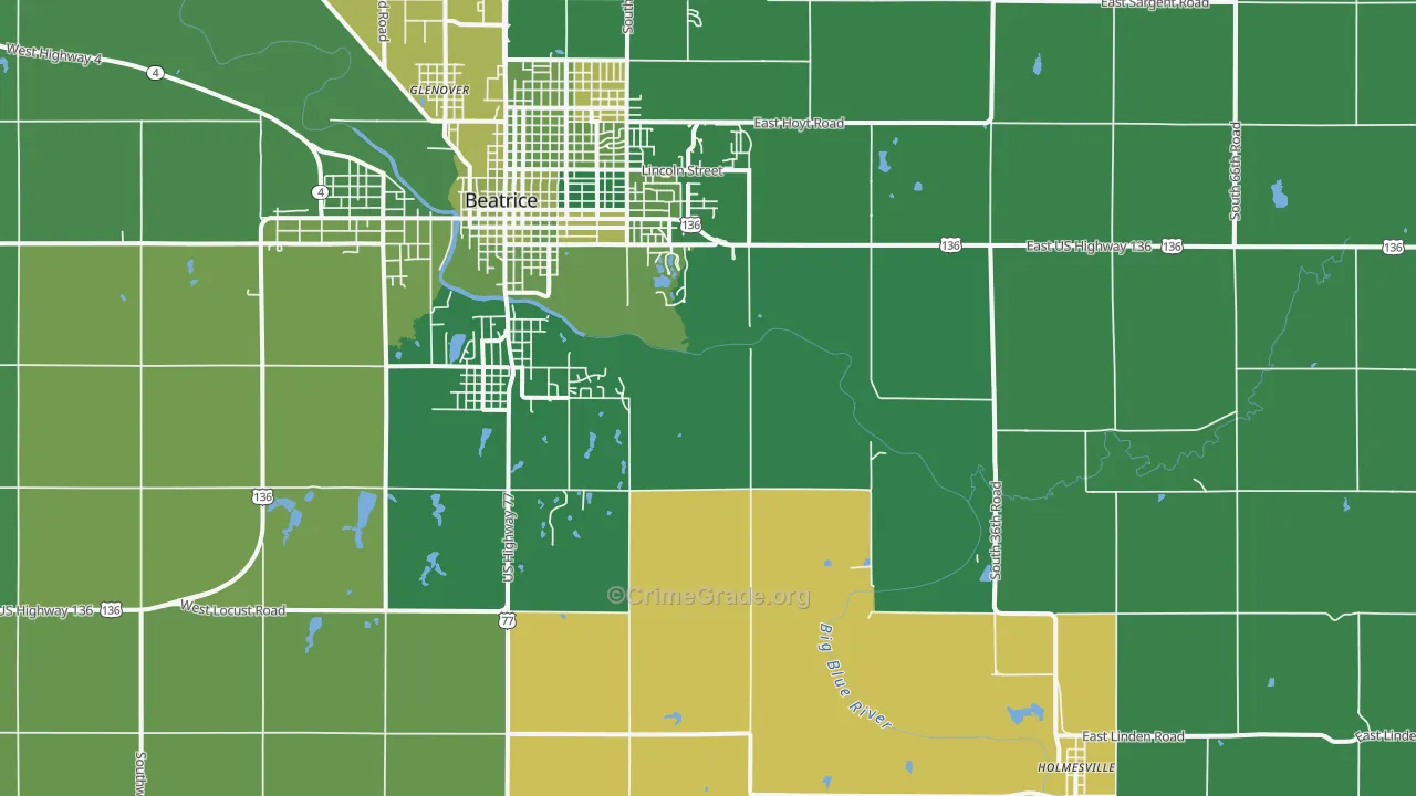 Holmesville, NE Map of Vehicle Theft Rates
