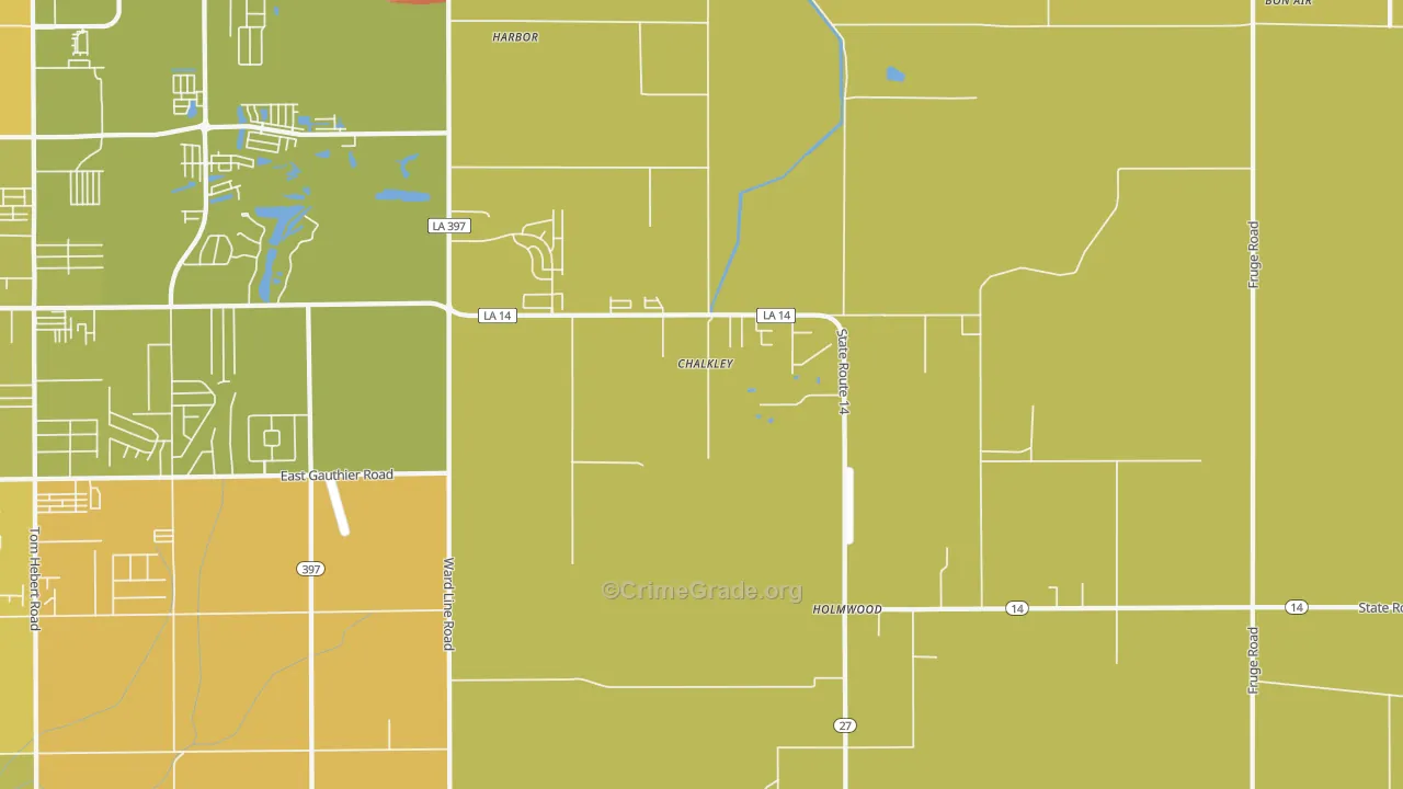 Holmwood, LA Map of Vehicle Theft Rates
