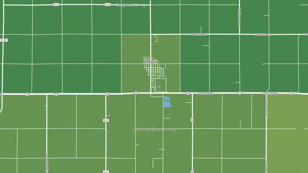 Holstein, IA Map of Vehicle Theft Rates
