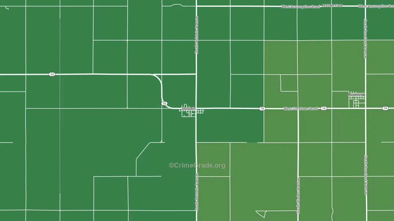 Holstein, NE Map of Vehicle Theft Rates