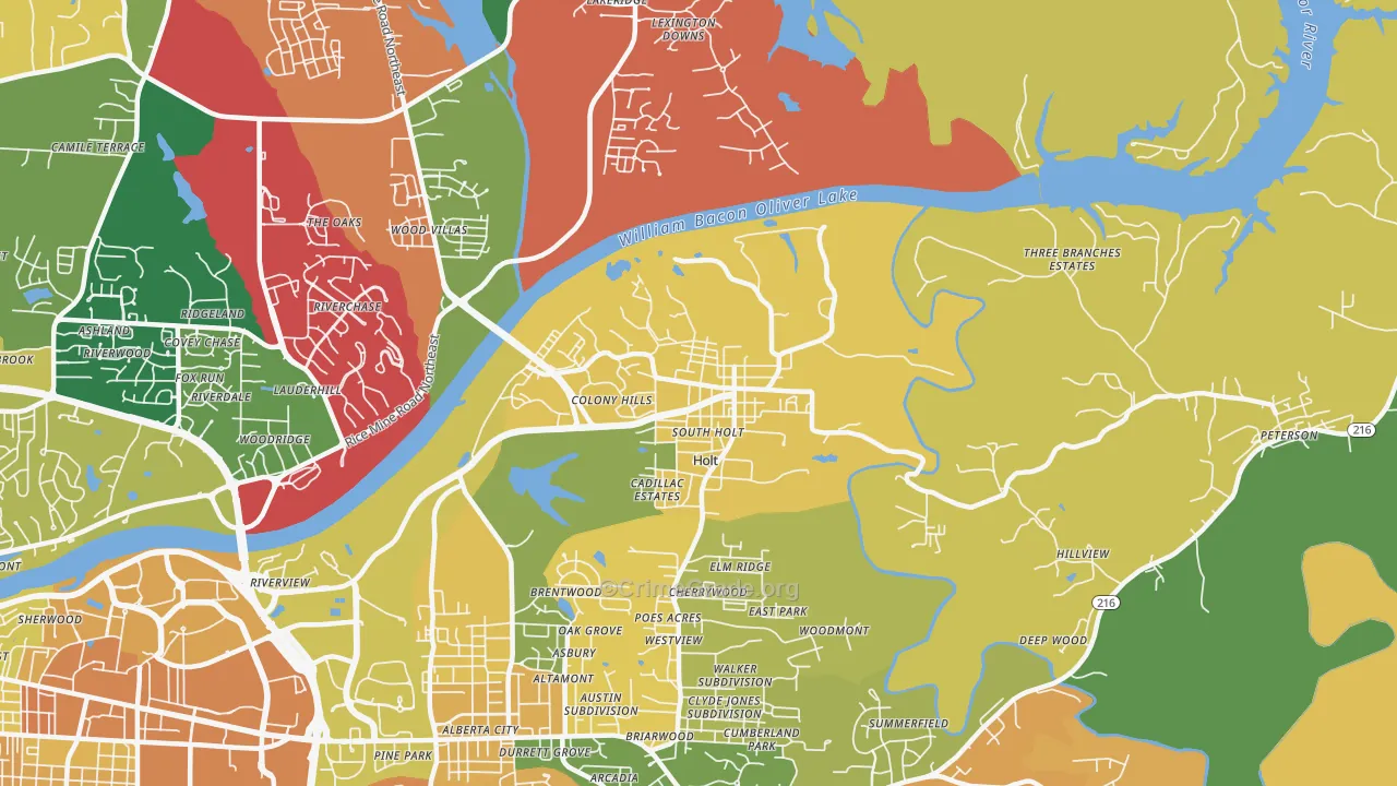 Holt, AL Map of Vehicle Theft Rates