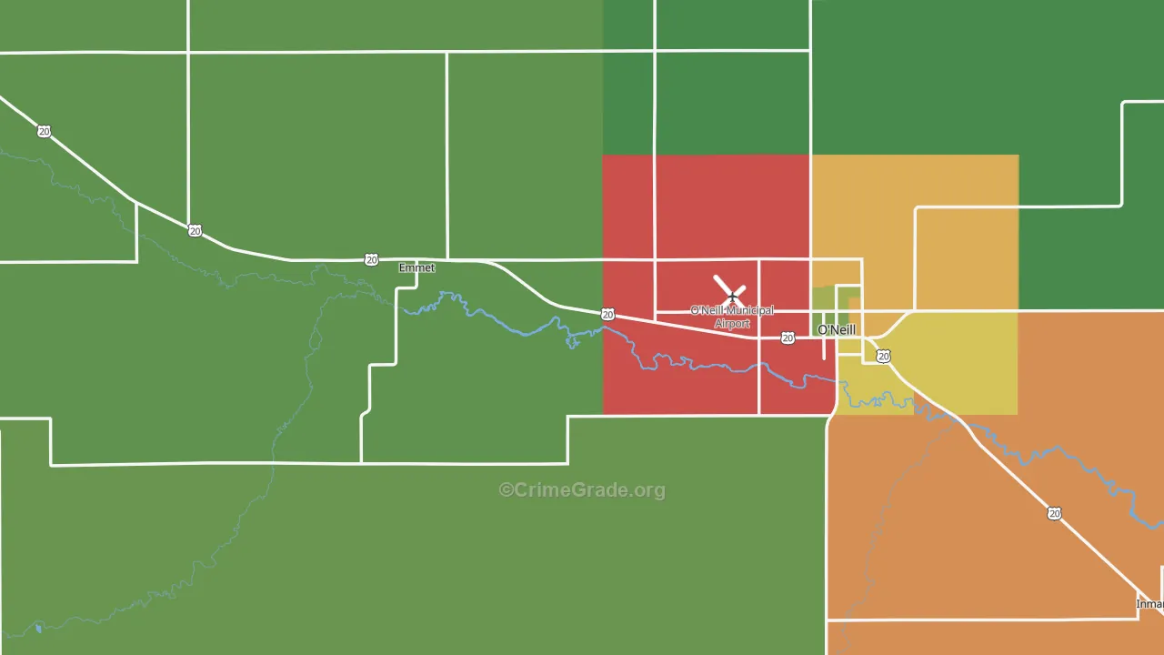 Holt County, NE Map of Vehicle Theft Rates