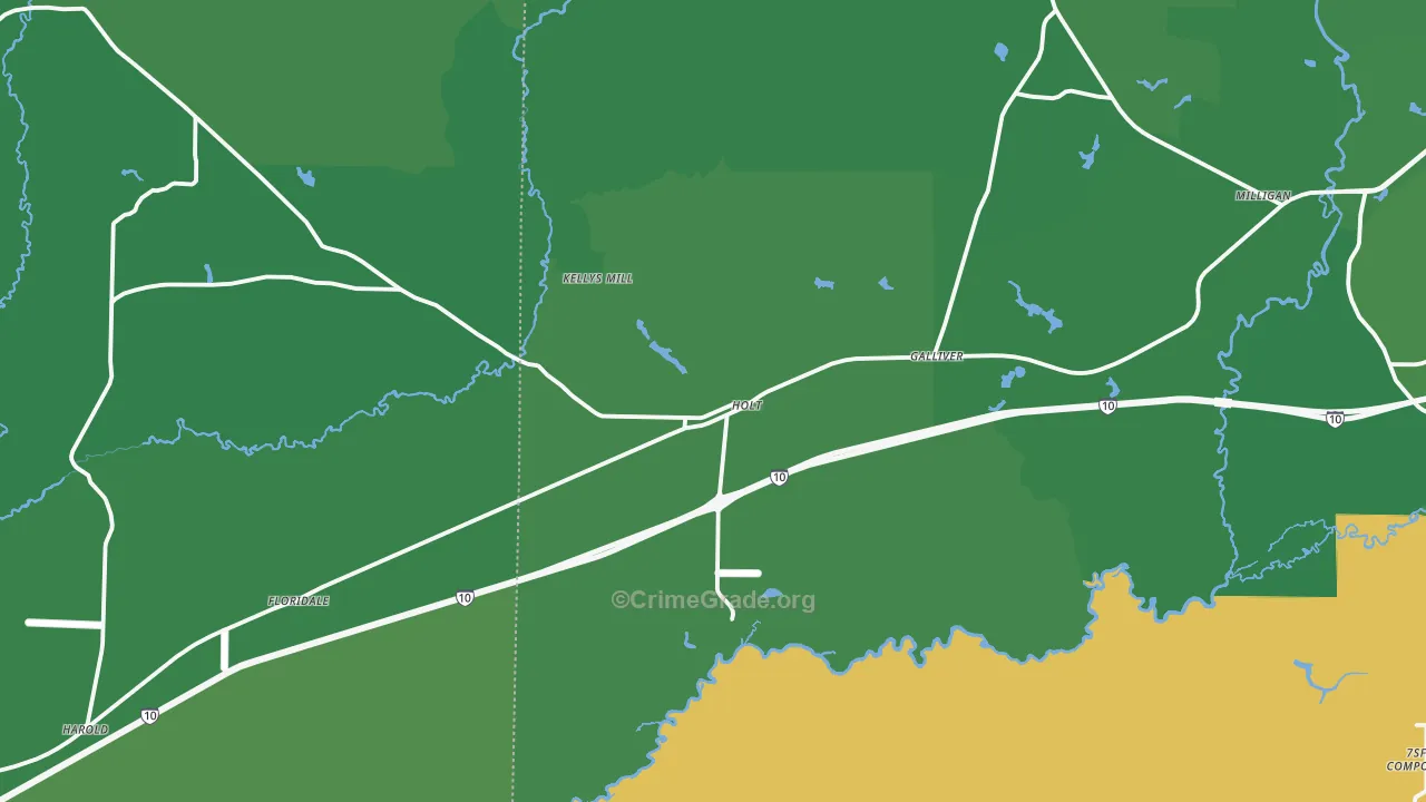 Holt, FL Map of Vehicle Theft Rates