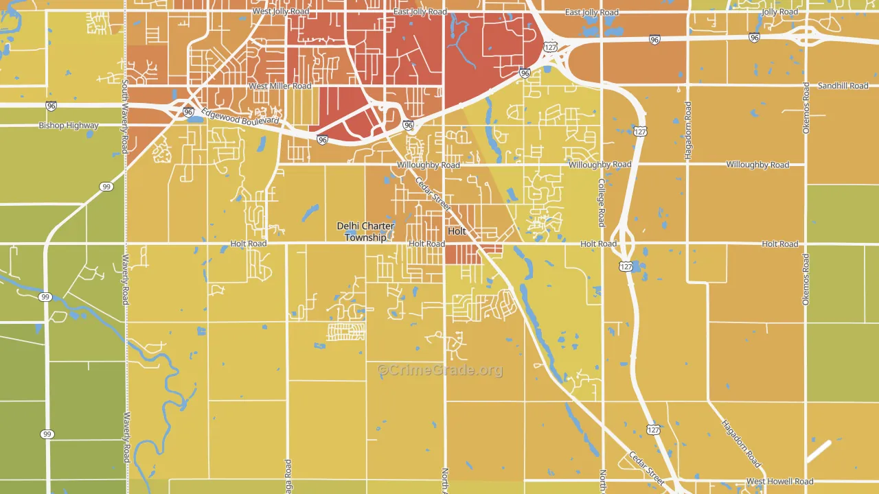 Holt, MI Map of Vehicle Theft Rates