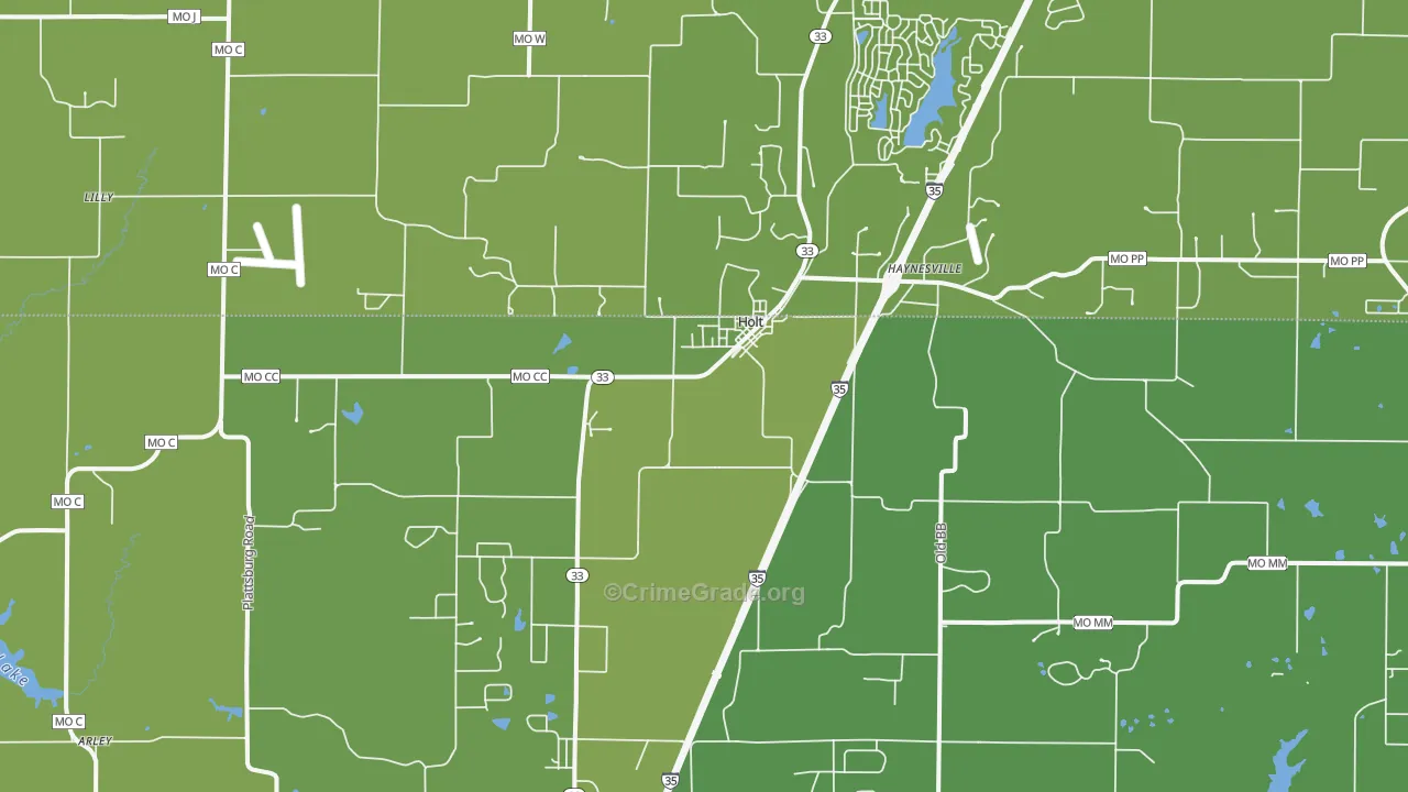 Holt, MO Map of Vehicle Theft Rates