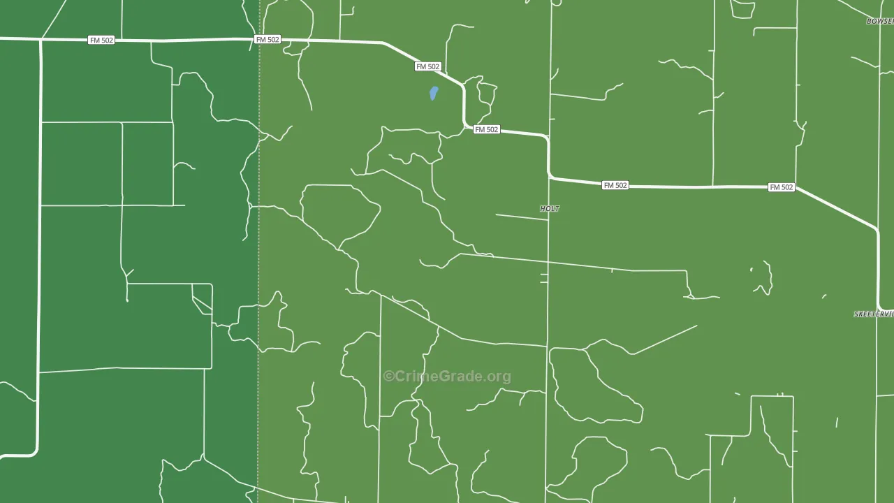Holt, TX Map of Vehicle Theft Rates