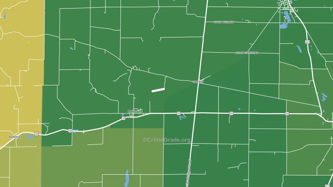 Holton, IN Map of Vehicle Theft Rates