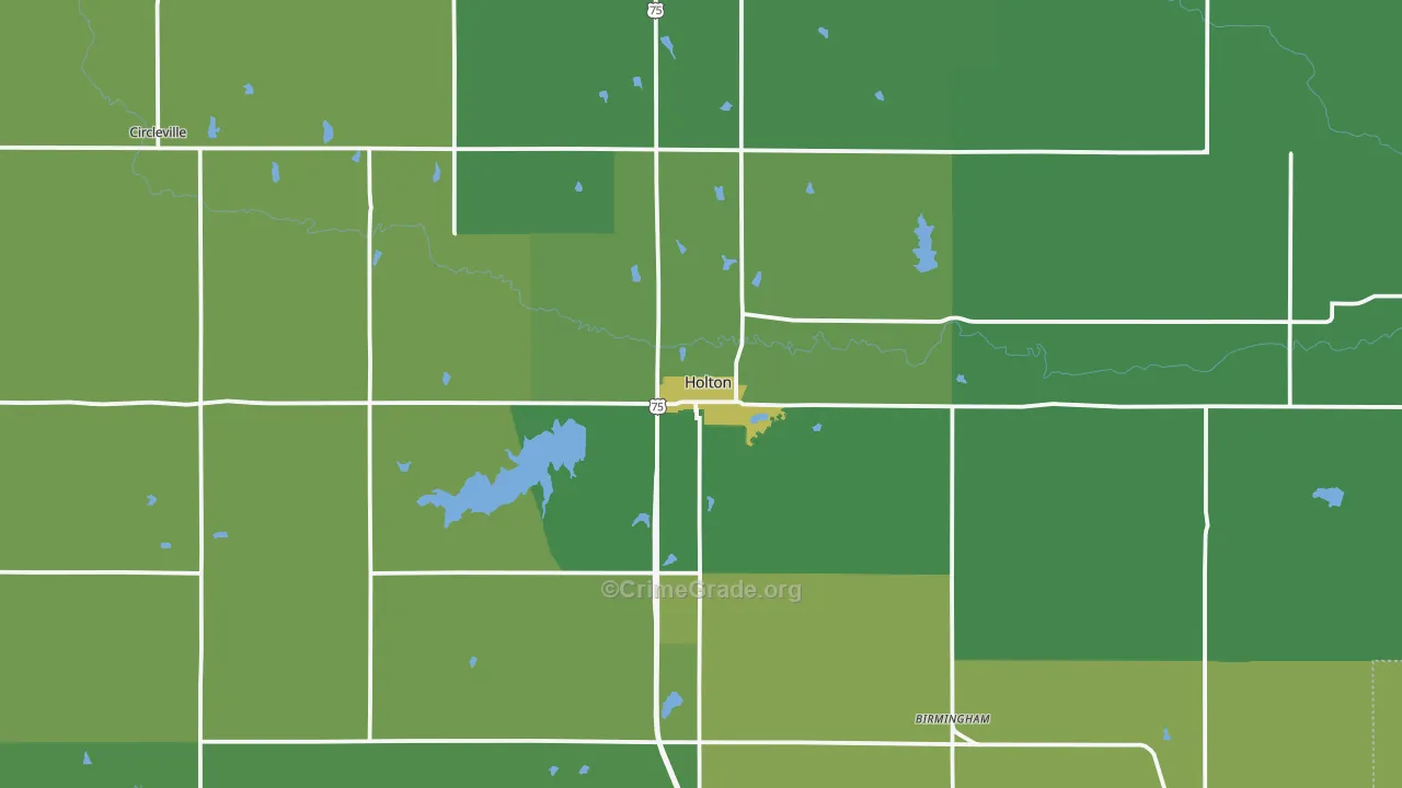Holton, KS Map of Vehicle Theft Rates