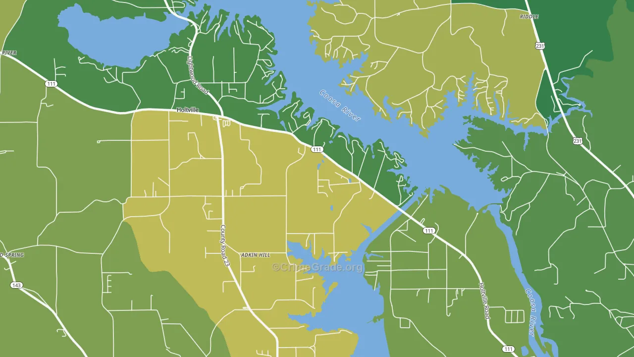 Holtville, AL Map of Vehicle Theft Rates