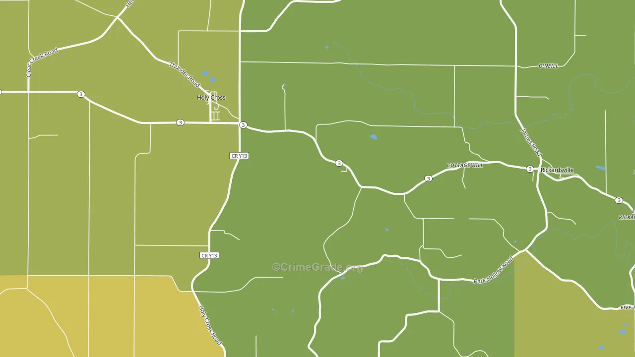 Holy Cross, IA Map of Vehicle Theft Rates