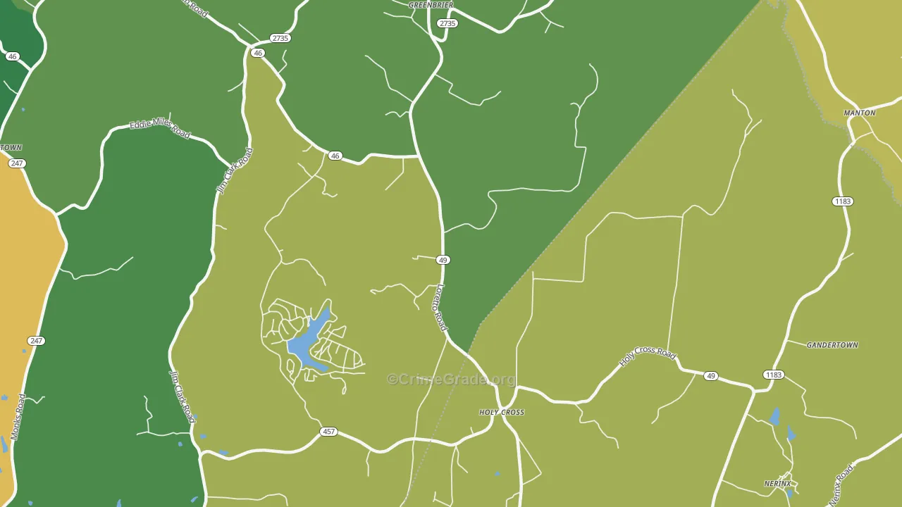Holy Cross, KY Map of Vehicle Theft Rates