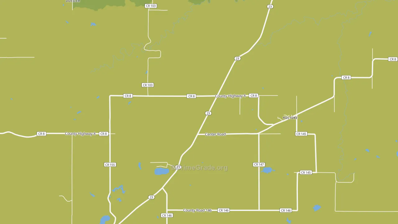 Holyoke, MN Map of Vehicle Theft Rates