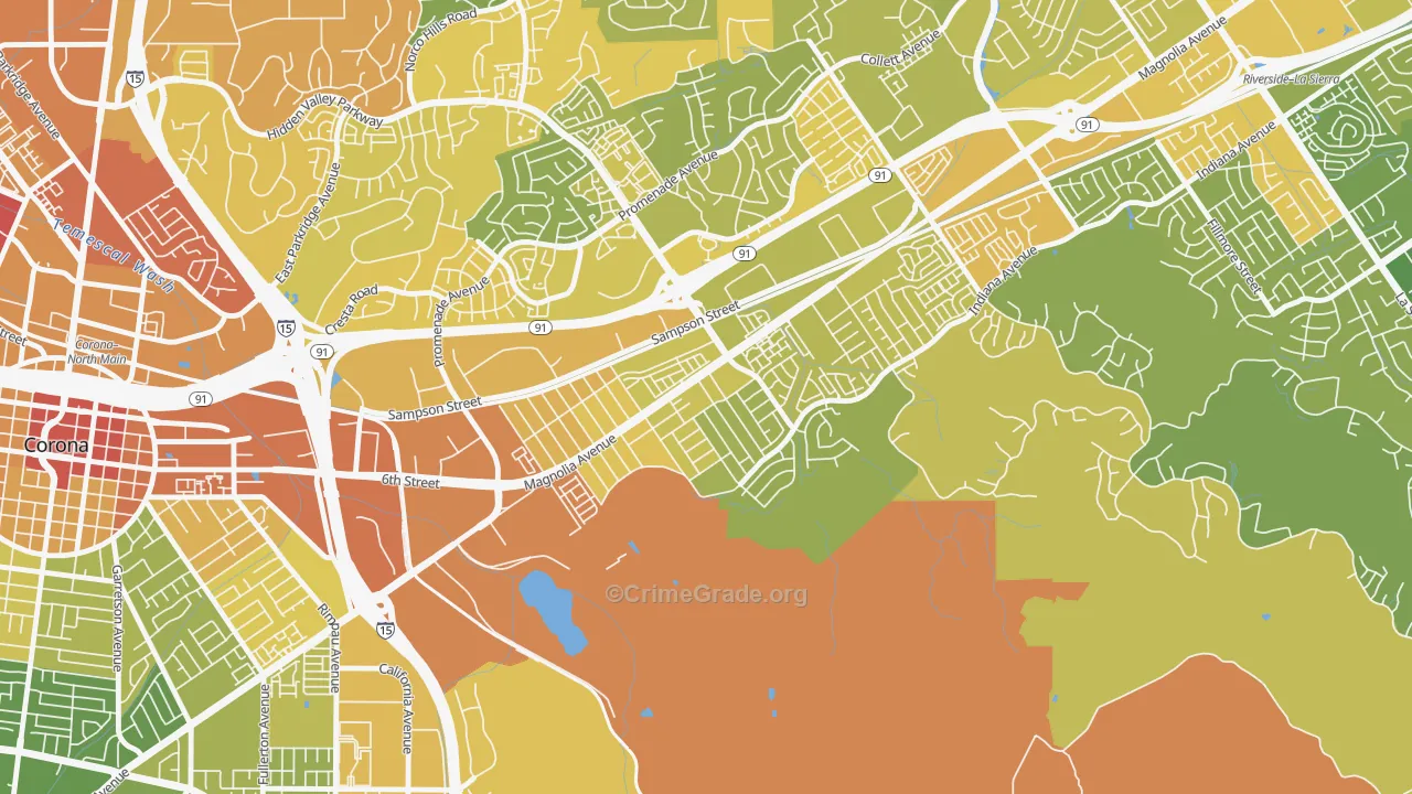 Home Gardens, Corona, CA Map of Vehicle Theft Rates
