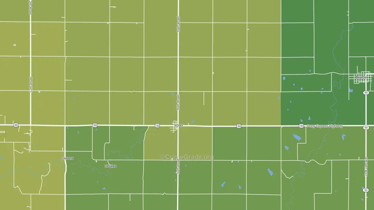 Home, KS Map of Vehicle Theft Rates
