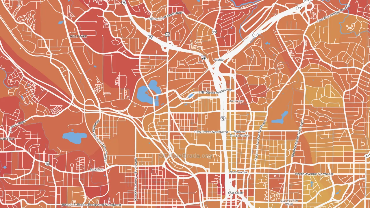 Home Park, Atlanta, GA Map of Vehicle Theft Rates