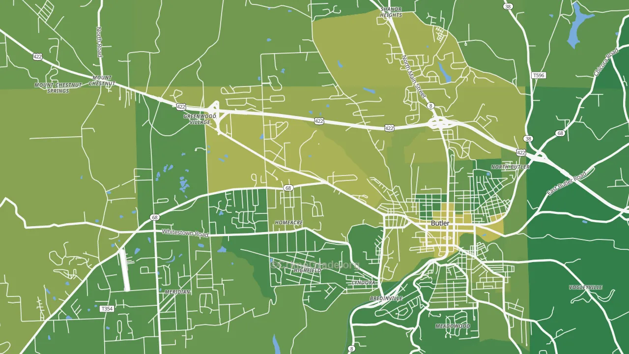 Homeacre-Lyndora, PA Map of Vehicle Theft Rates