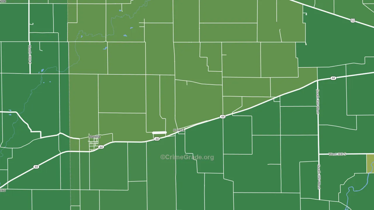 Homer, IN Map of Vehicle Theft Rates