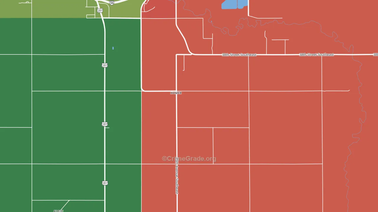 Homer, ND Map of Vehicle Theft Rates
