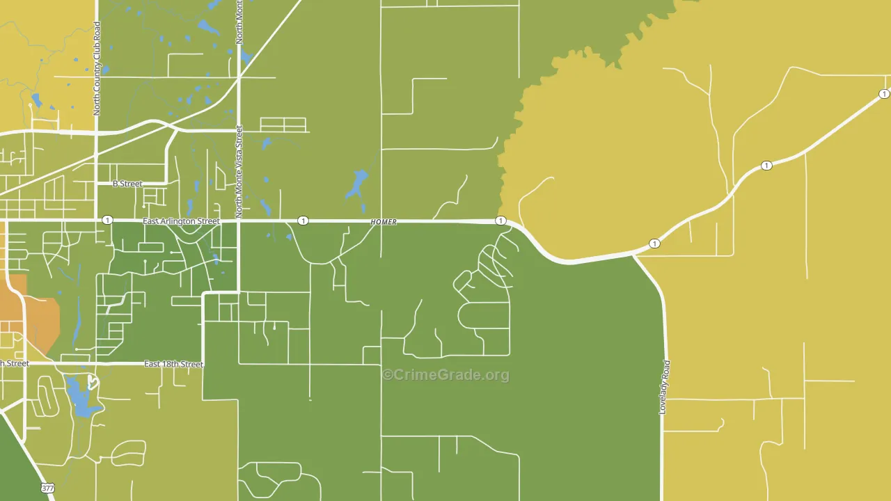 Homer, OK Map of Vehicle Theft Rates