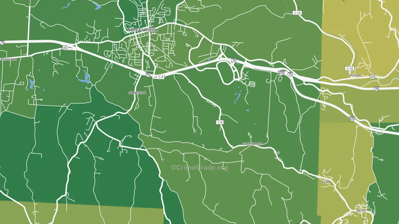 Homeside, OH Map of Vehicle Theft Rates